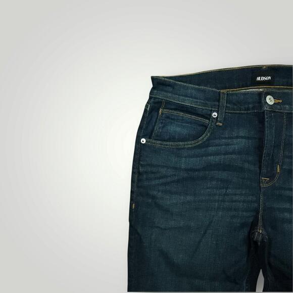 Hudson Jeans Mens 33 Blake Slim Straight Whiskering Mid Rise Stretch Dark Wash - Picture 6 of 12